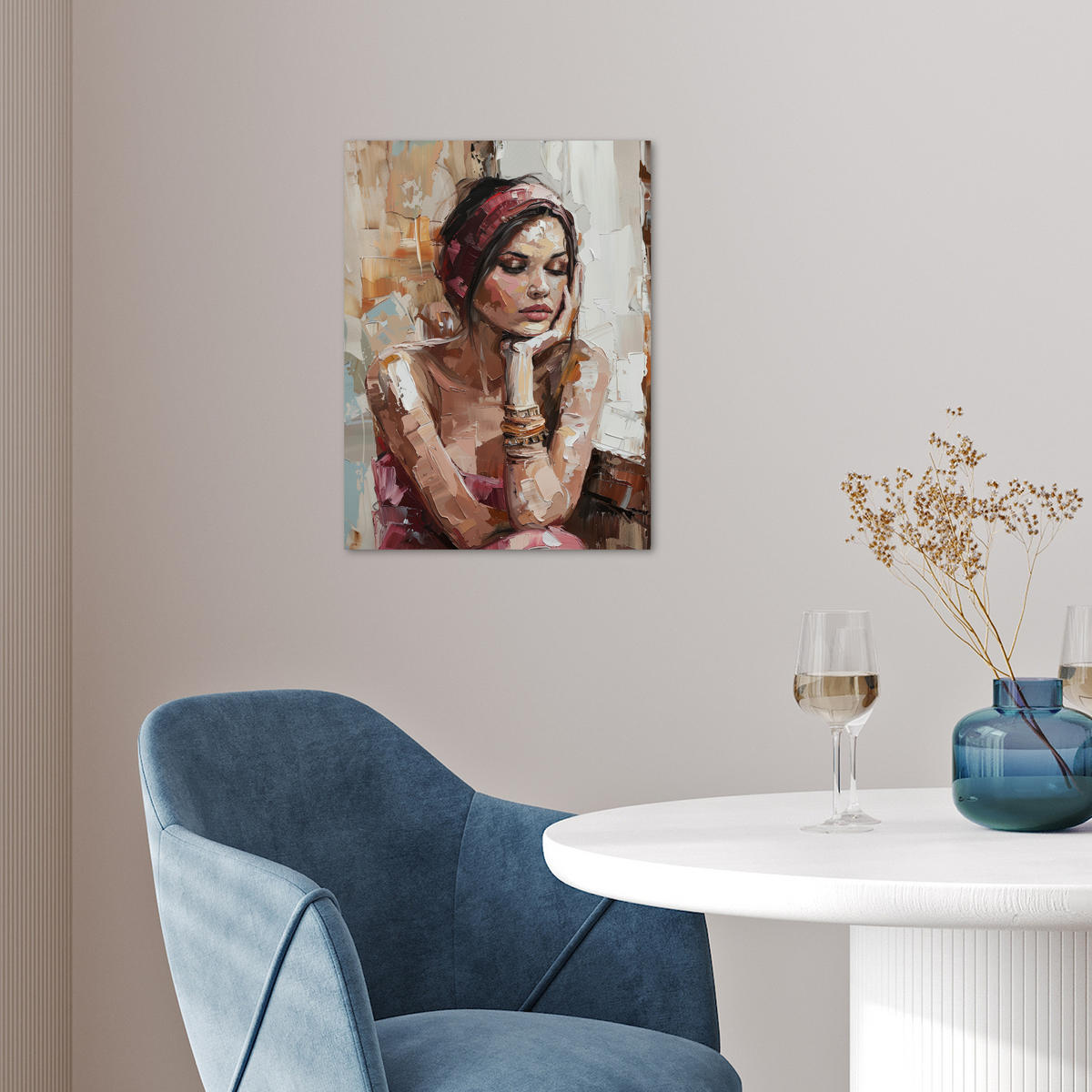 POSTER Frau - Lackierung - Porträt - Modern 30x40 cm - Altrosa, Papier (30/40/0.1cm) - MuchoWow