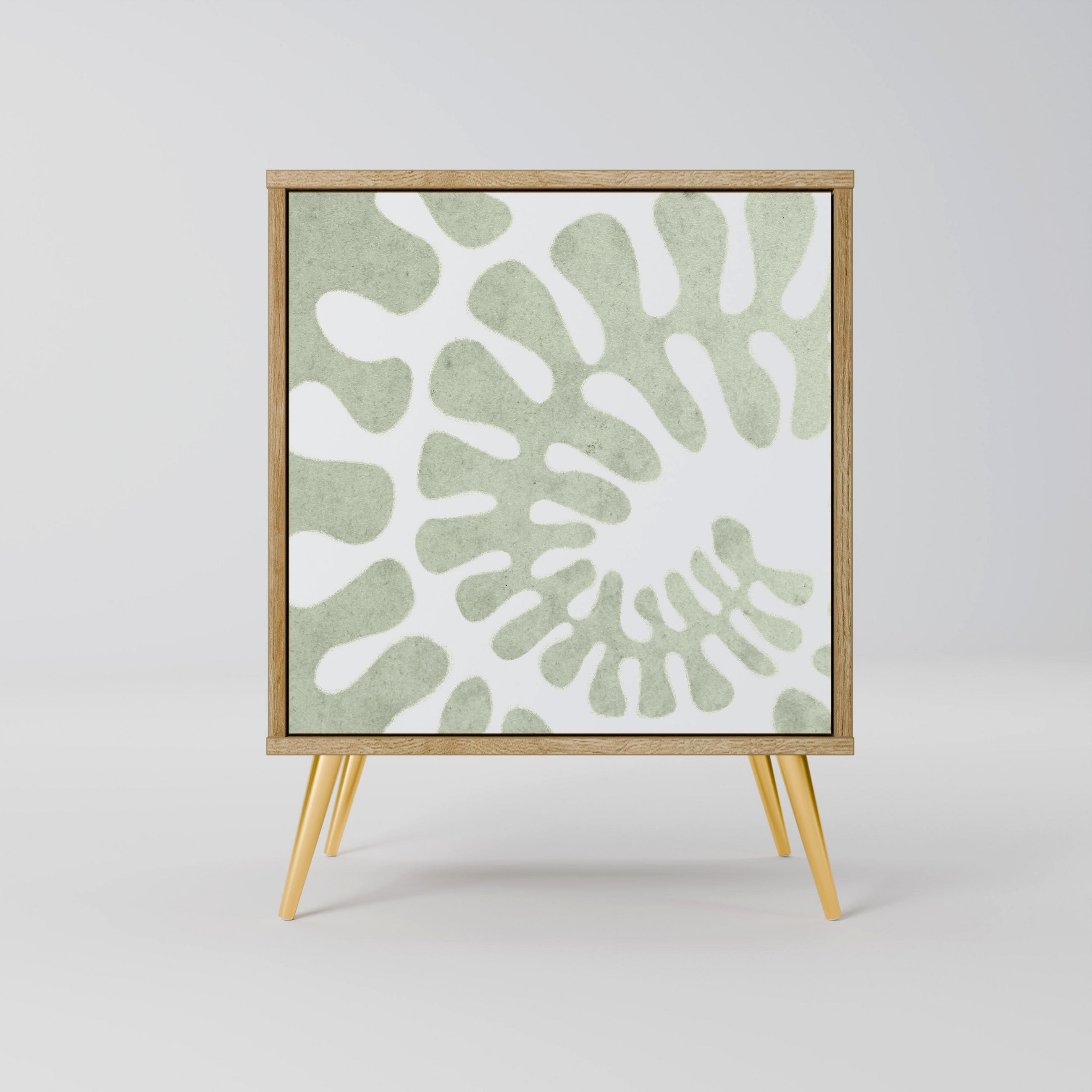 SIDEBOARD HELIX DANCE, Eichefarben, 57,5x42x75,5 cm, Goldfarbene Metallfüße - Eichefarben/Goldfarben, Holzwerkstoff/Metall (57.5/75.5/42cm) - SpaceRebels