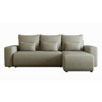 ECKSOFA Travis mit Bettkasten und Schlaffunktion, L-Form, Cord, Universal - Grau, Holzwerkstoff (248/148cm) - 4ALL HOME