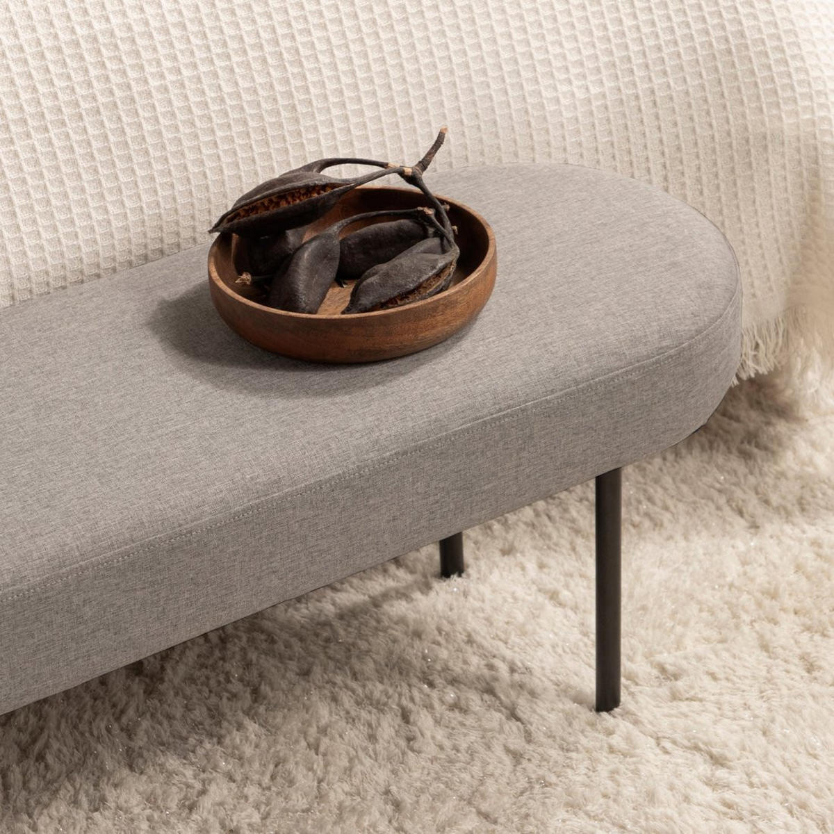 BANK Mena Grau 97 cm x 38 cm - Grau, Textil (97/38/35cm)