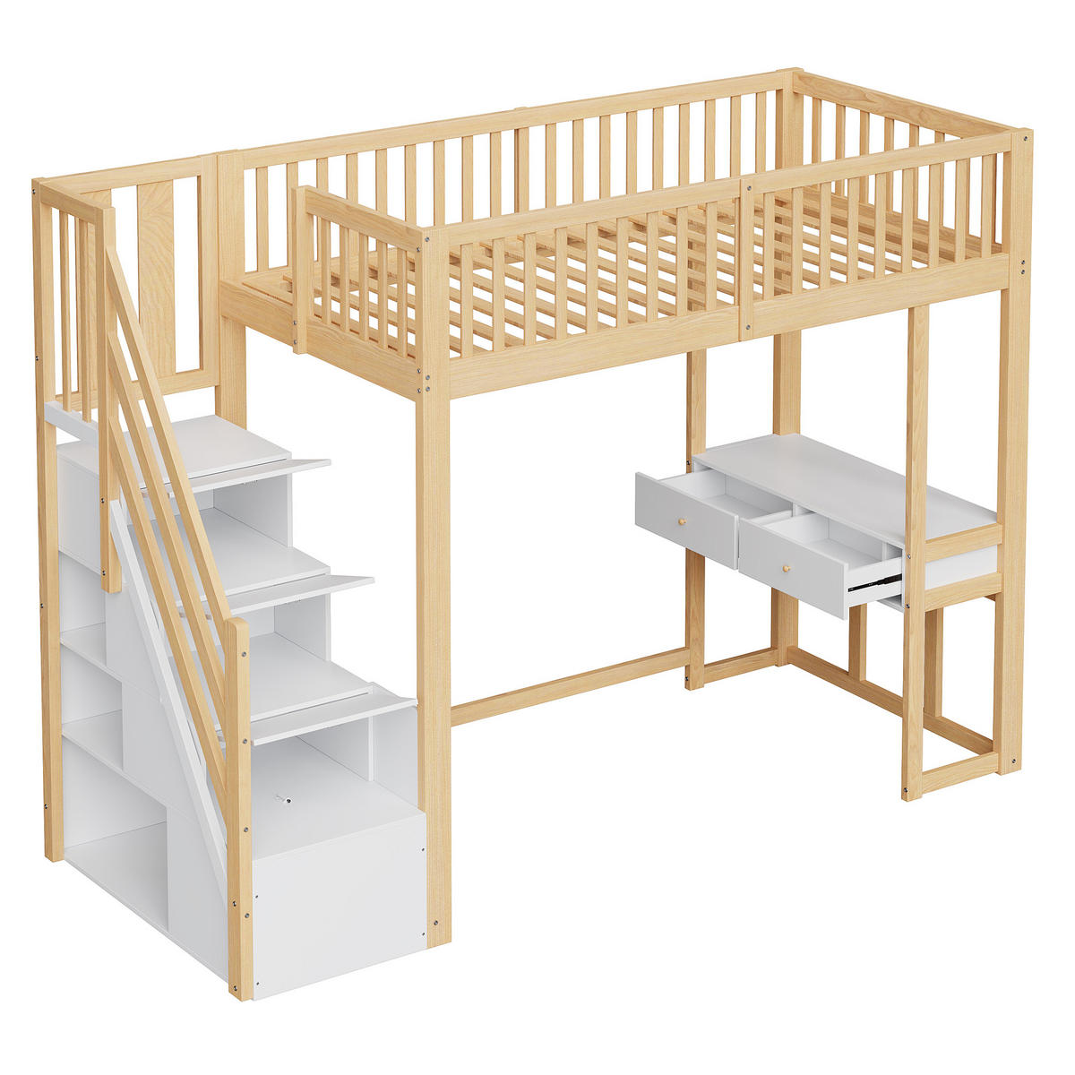 HOCHBETT 90x200 cm Tisch Treppe weiß - Weiß, Holz (90/200cm) - LEBENLANG