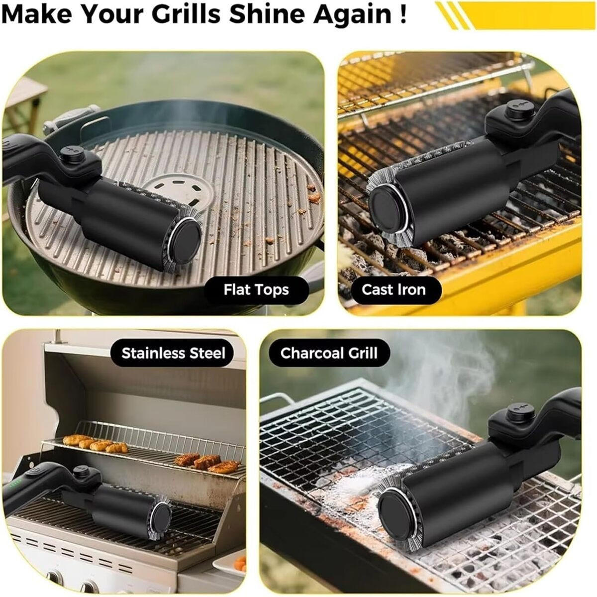GRILLBÜRSTE Elektrische& Kunststoff Schwarz, Schwarz - Schwarz, Kunststoff (13cm) - Authentics