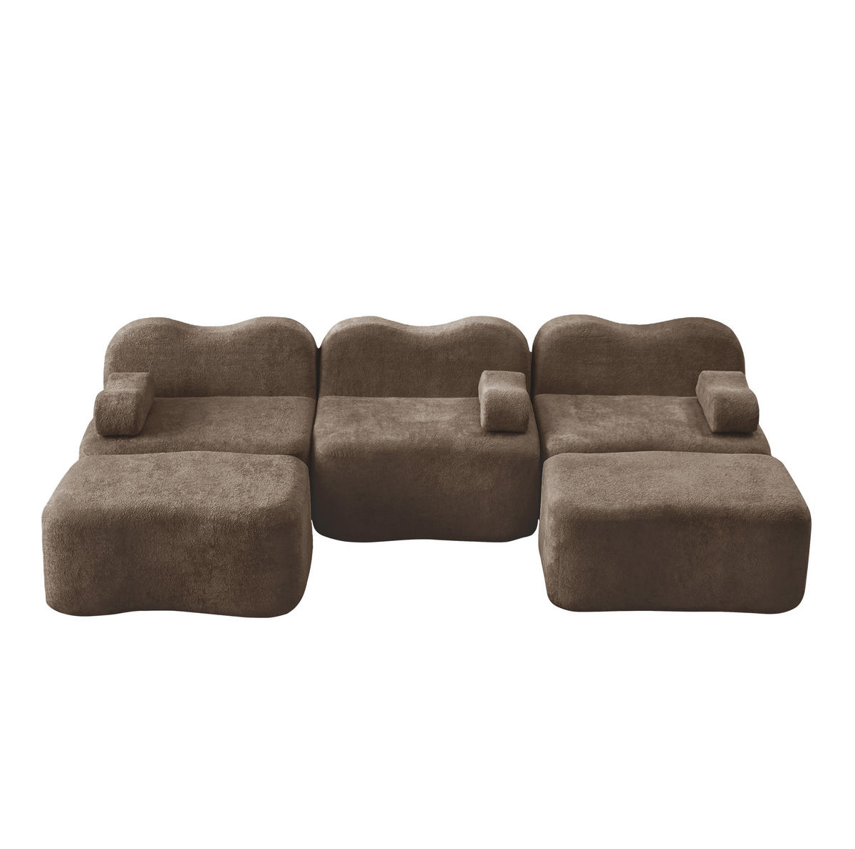 ECKSOFA 288/167/70 cm modular braun aus Samt mit tiefer Sitzfläche und 2 Hockern - Braun, Textil (167/288cm) - OKWISH