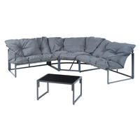 GARTENMÖBEL-SET 4 TLG. Karg - Dunkelgrau/Schwarz, Glas/Kunststoff - casa.pro