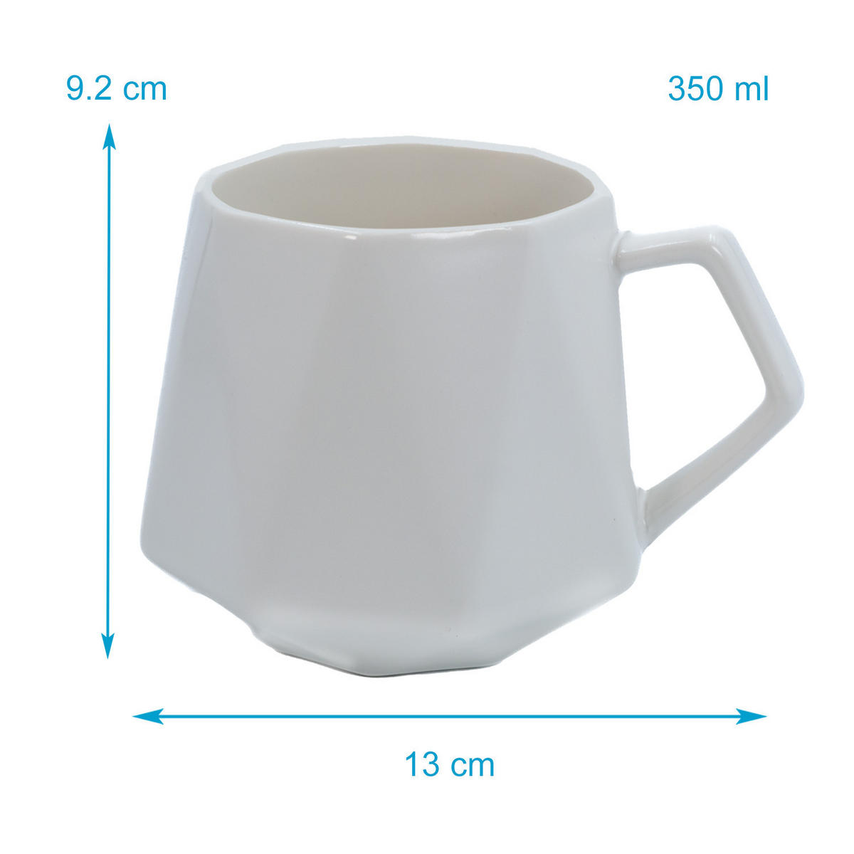 TEETASSE in Feinschliff Optik 350 ml - Weiß, Keramik (0.35L) - Intirilife