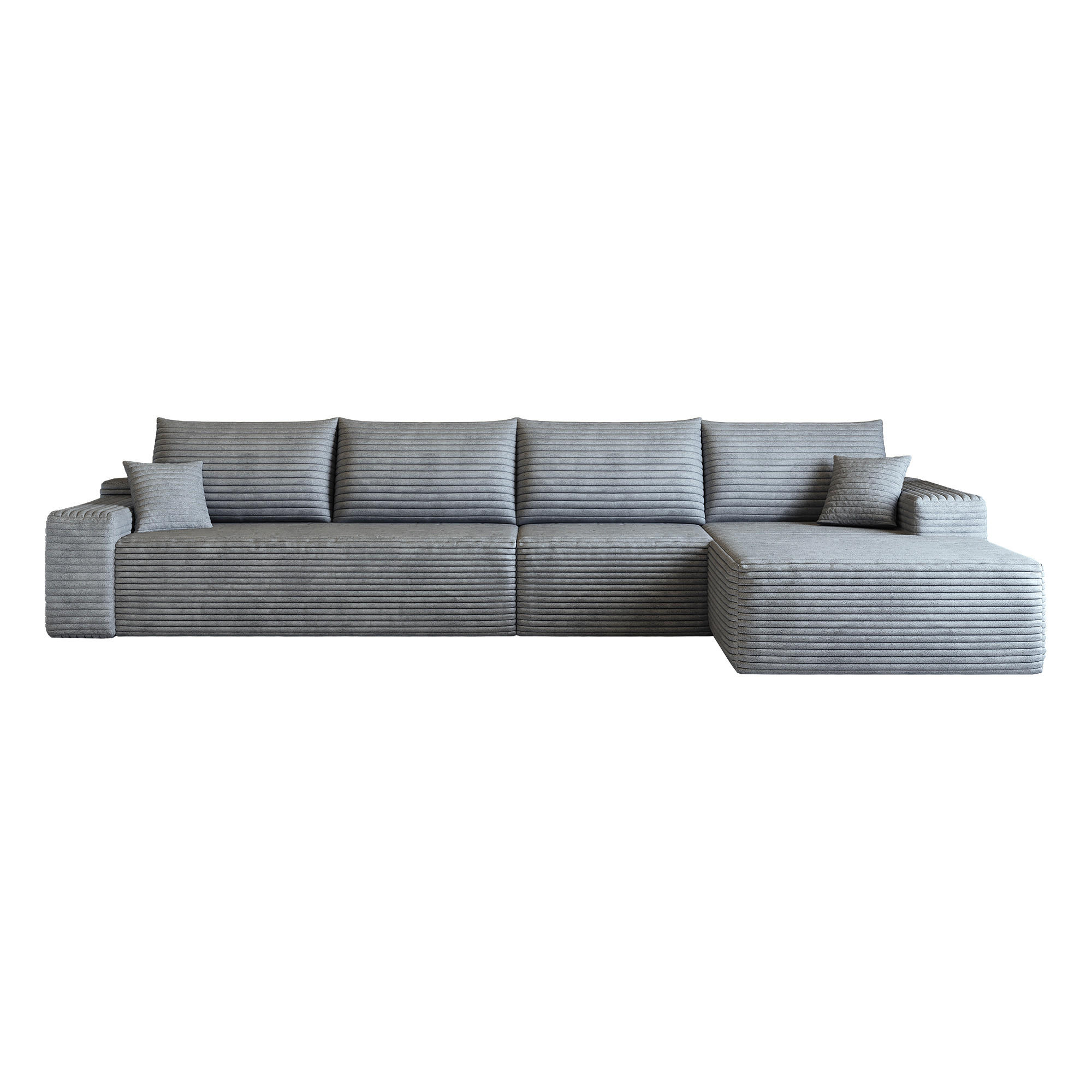 ECKSOFA 340/175/83 cm Grau mit L-förmiger Chaiselongue, Rechte Seite - Grau, Textil (340/175cm) - Oxeza
