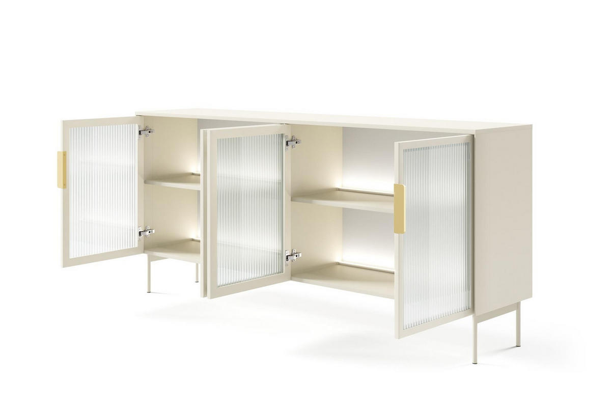 SIDEBOARD Ilumi Kaschmir, Viertürig mit LED - Kaschmir, Holzwerkstoff (181/83/39cm) - Bettso