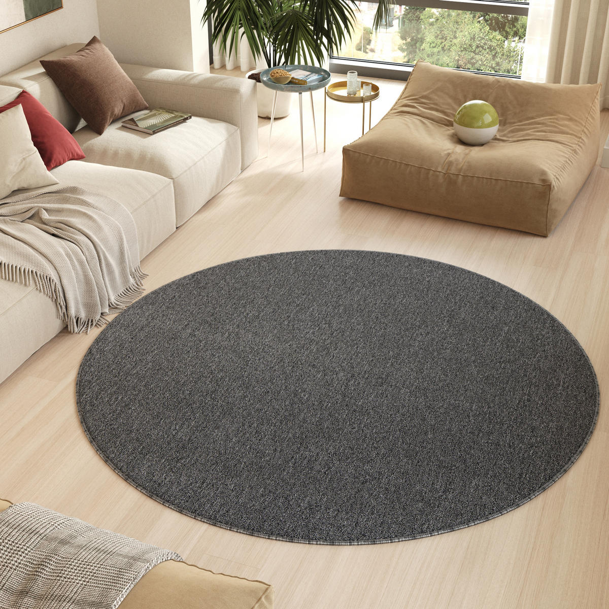 TEPPICH NIZZA Grau, rund 120/120 cm - Grau, Textil (120/120cm) - Tapiso