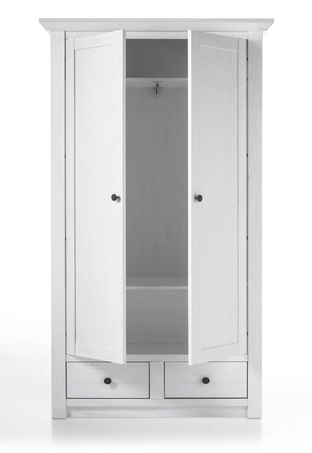 GARDEROBENSCHRANK Pinie weiß, Schuhschrank mit variabler Inneneinteilung - Schwarz/Weiß, Holzwerkstoff/Metall (105/206/45cm) - Furn.Design
