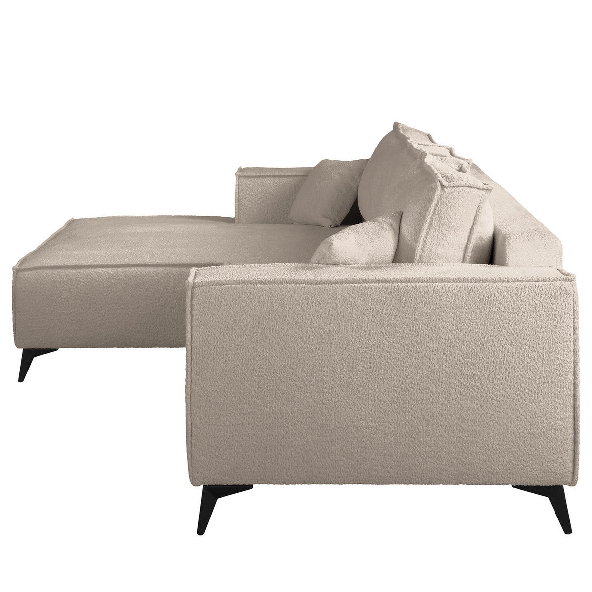 ECKSOFA mit Schlaffunktion - Taupe/Schwarz, Textil (294/185cm) - home24