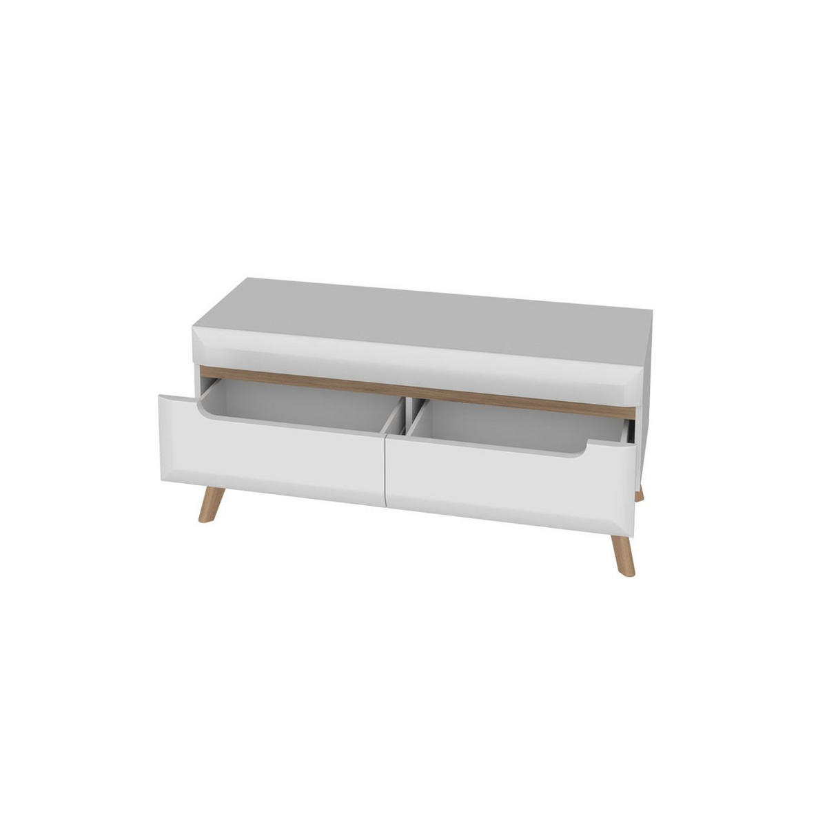 TV-SCHRANK Nodis 107 Weißer Glanz, Tv-Tisch - Weiß/Braun, Holzwerkstoff (107/50/40cm) - Bettso