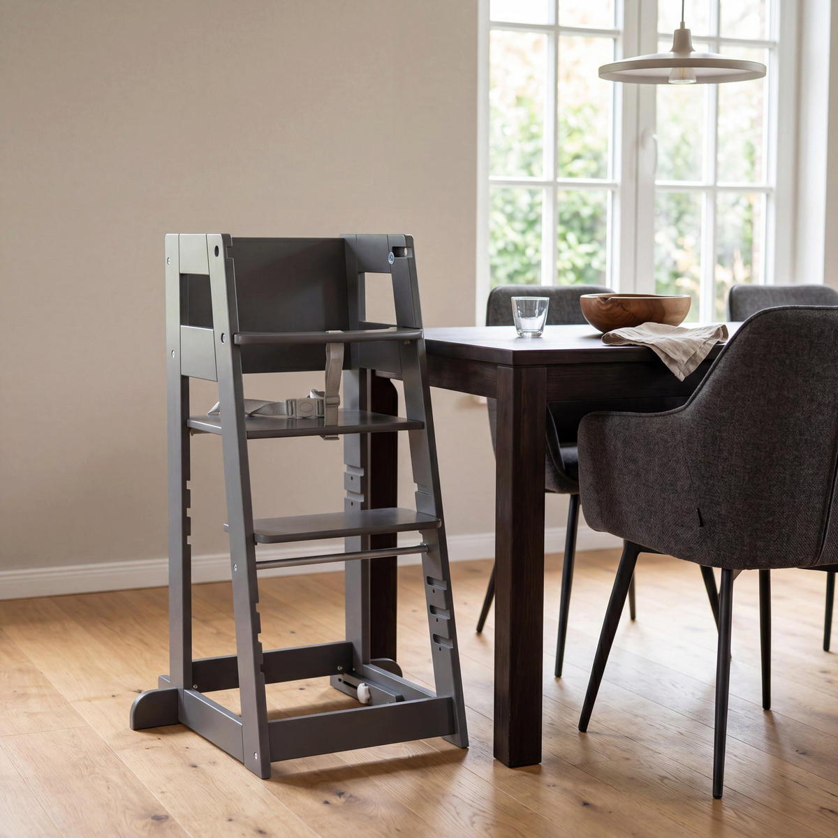 LERNTURM Sit & Step 2in1 - Anthrazit, Holzwerkstoff/Metall (53.5/88/51.5cm) - Roba