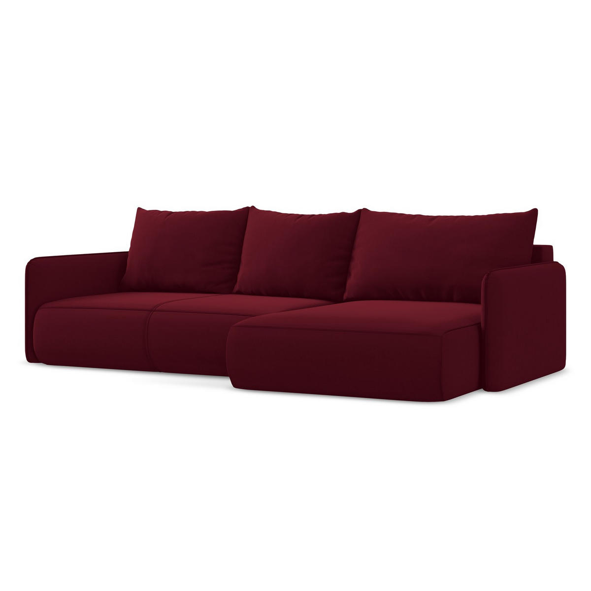 ECKSOFA mit Schlaffunktion Samt Stoff Rot - Bordeaux/Rot, Kunststoff/Textil (240/148cm) - LaMiaSofa