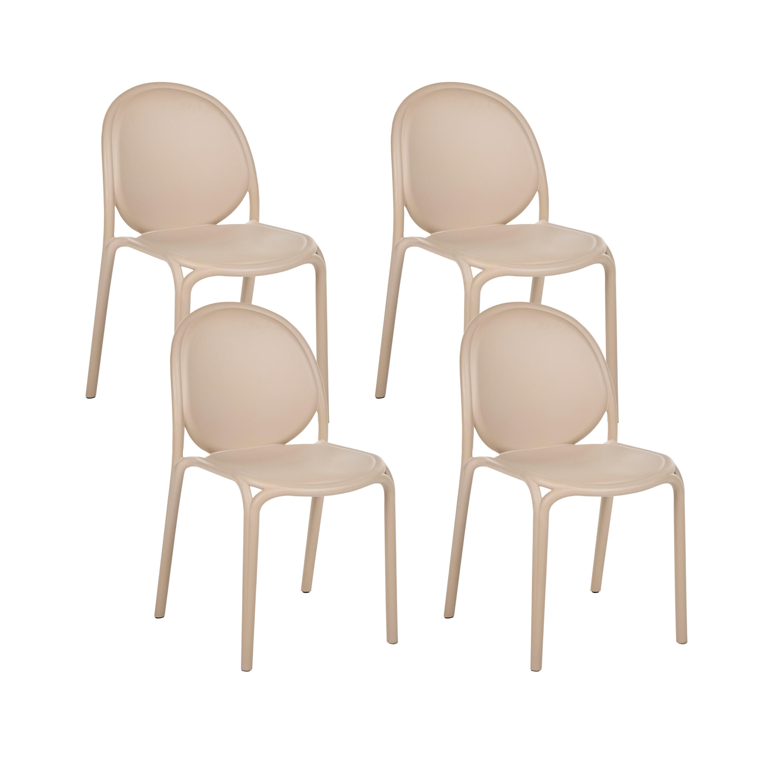 GARTENSTUHL 4er Set Beige Brugnello - Beige, Kunststoff (44/80/47cm) - Beliani