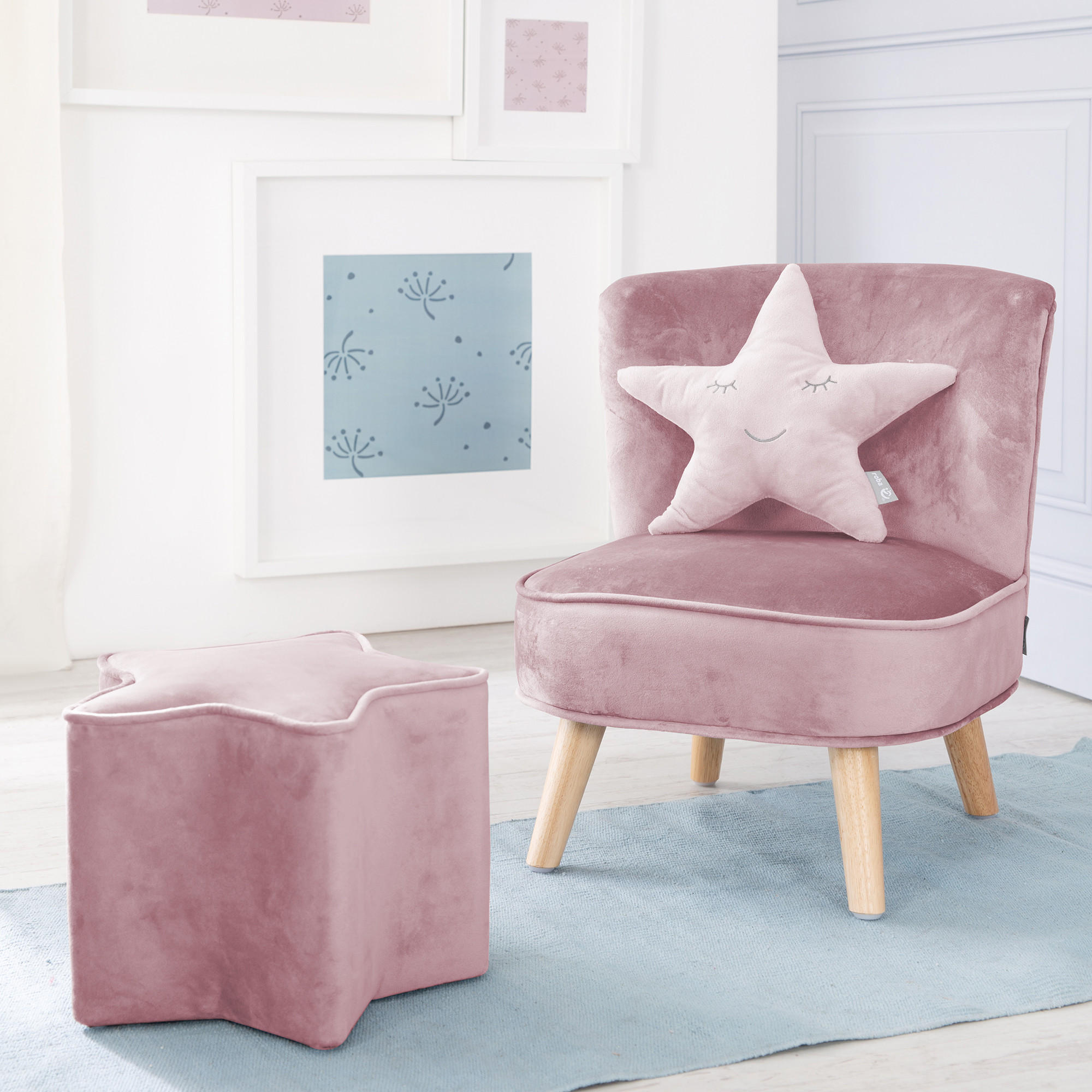 KUSCHEL- UND DEKOKISSEN Stern rosa - Rosa, Textil (32/8cm) - Roba