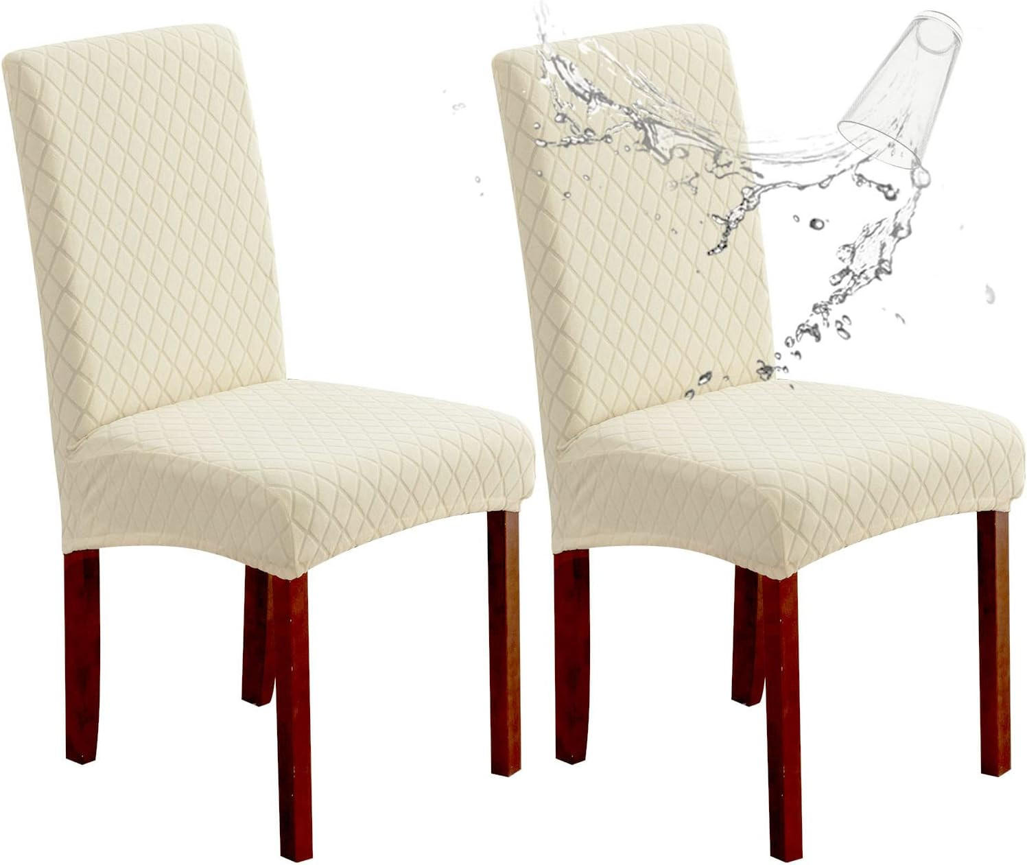 STUHLHUSSE Premium Wasserdicht Stretch Stuhlbezug Beige 2 Stück - Beige, Textil (45/45cm) - Kaket