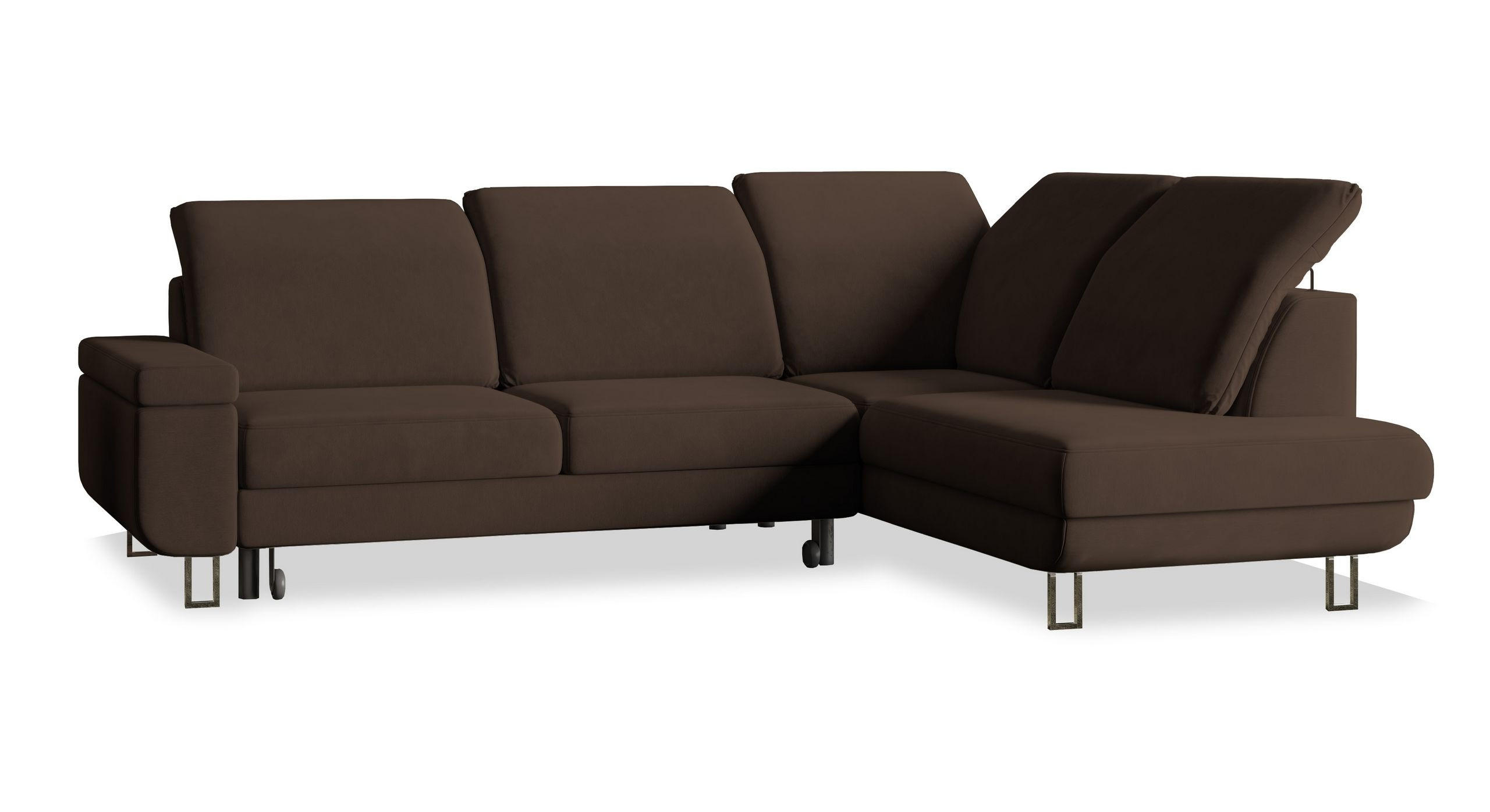 ROHOVÁ SEDAČKA LERMA hnědá - stříbrná/hnědá, kov/dřevo (253/190cm) - MASSENO