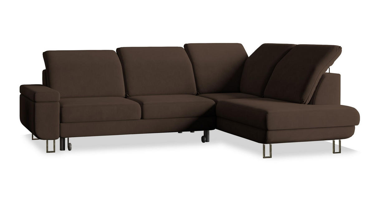 ROHOVÁ SEDAČKA LERMA hnědá - stříbrná/hnědá, kov/dřevo (253/190cm) - MASSENO