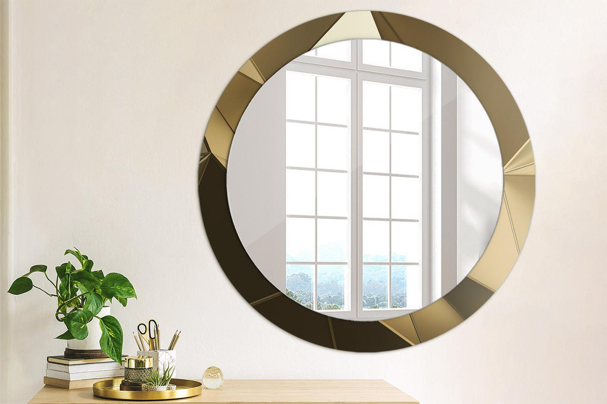 SPIEGEL Ø80 cm Rund mit Aufdruck - Beige, Glas (80/80/0.4cm) - TULUP