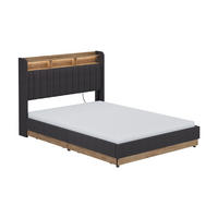POLSTERBETT Nura Anthrazit 140x200 cm mit 4 Schubladen - Eichefarben/Anthrazit, Holzwerkstoff - VitaliSpa