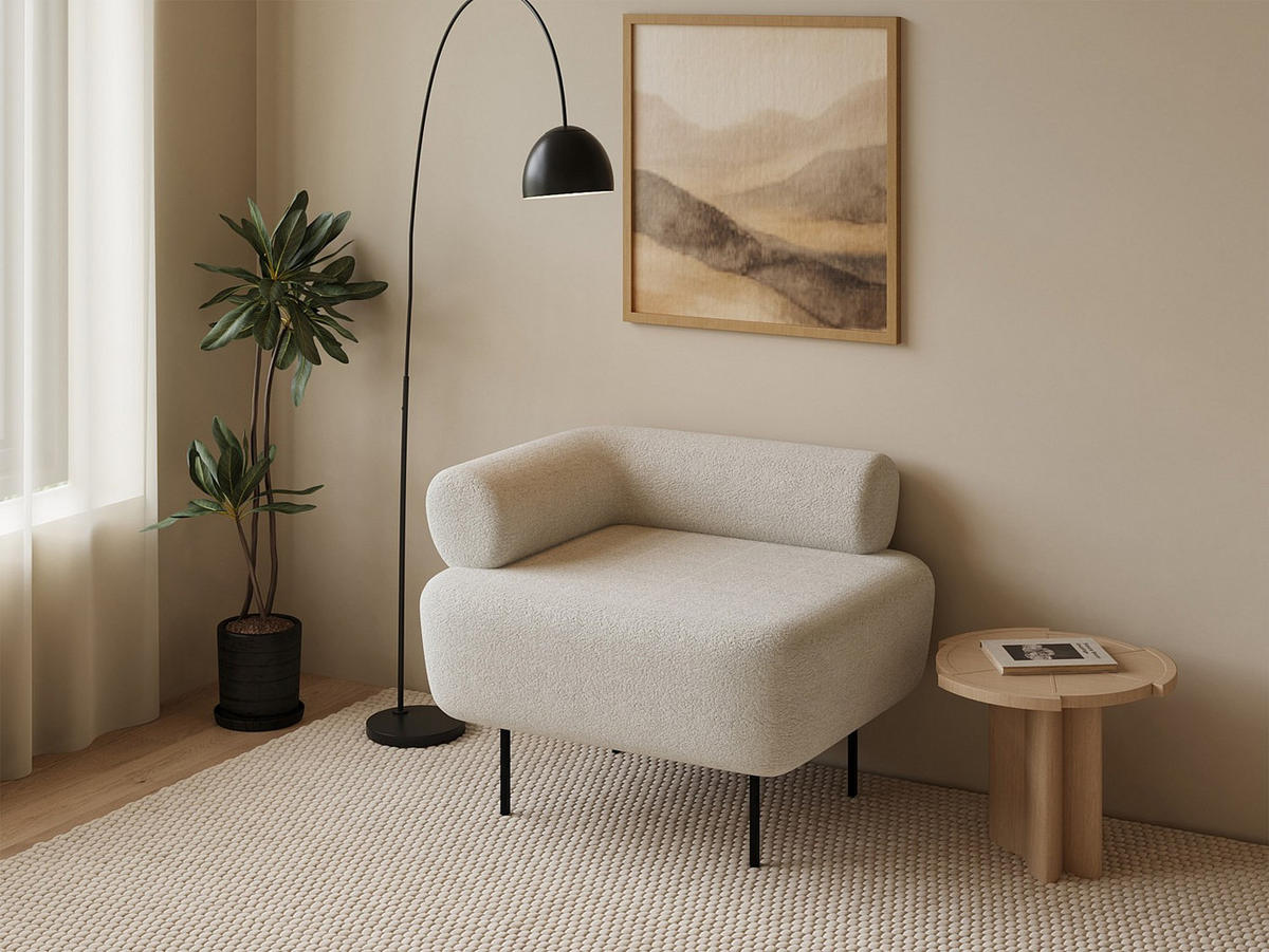 SESSEL mit gerader Rückenlehne - 1 Person - Stoff - Gebrochenes Weiß - - Weiß, Textil (71/62/82cm) - Vente-Unique