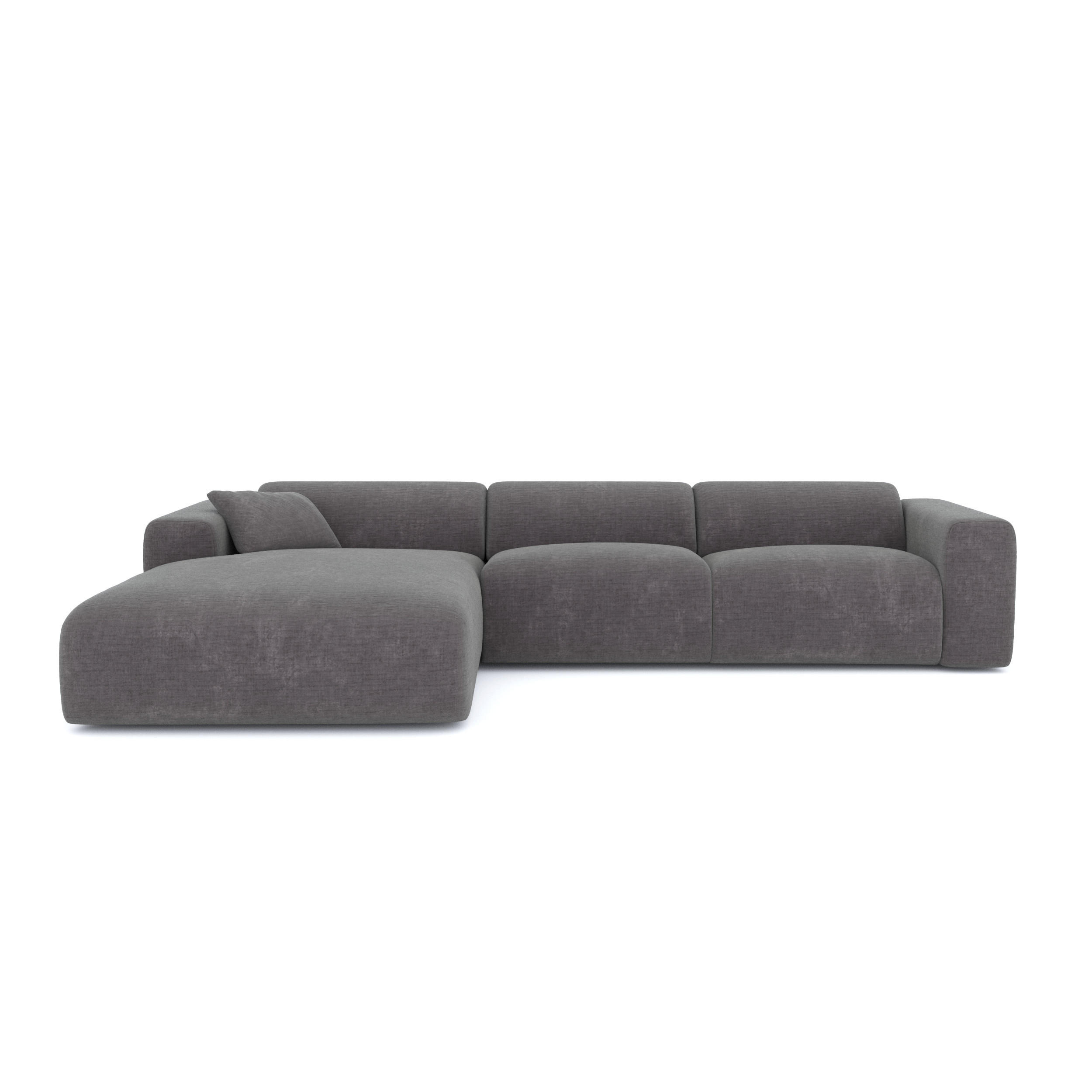 ECKSOFA LINKS Texturierter Samt Grau 280cm - Grau, Textil (95/280cm) - Sia Home