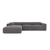 ECKSOFA LINKS Texturierter Samt Grau 280cm - Grau, Textil (95/280cm) - Sia Home