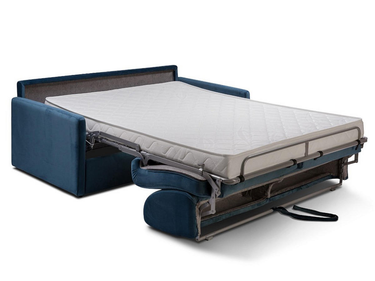 SCHLAFSOFA - 3 Personen - Samt, Stoff - Marineblau - - Dunkelblau, Textil (170/85/223cm) - Vente-Unique