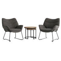 MÖBELSET Couchtisch Fermo, 2er Set Sessel Aliano dunkelgrau - Dunkelgrau/Schwarz, Holz/Textil (58/45/58cm) - bene living