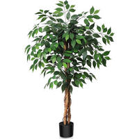 KUNSTPFLANZE Ficusbaum 120 cm Naturholz Stamm - Grün, Holz (87cm)