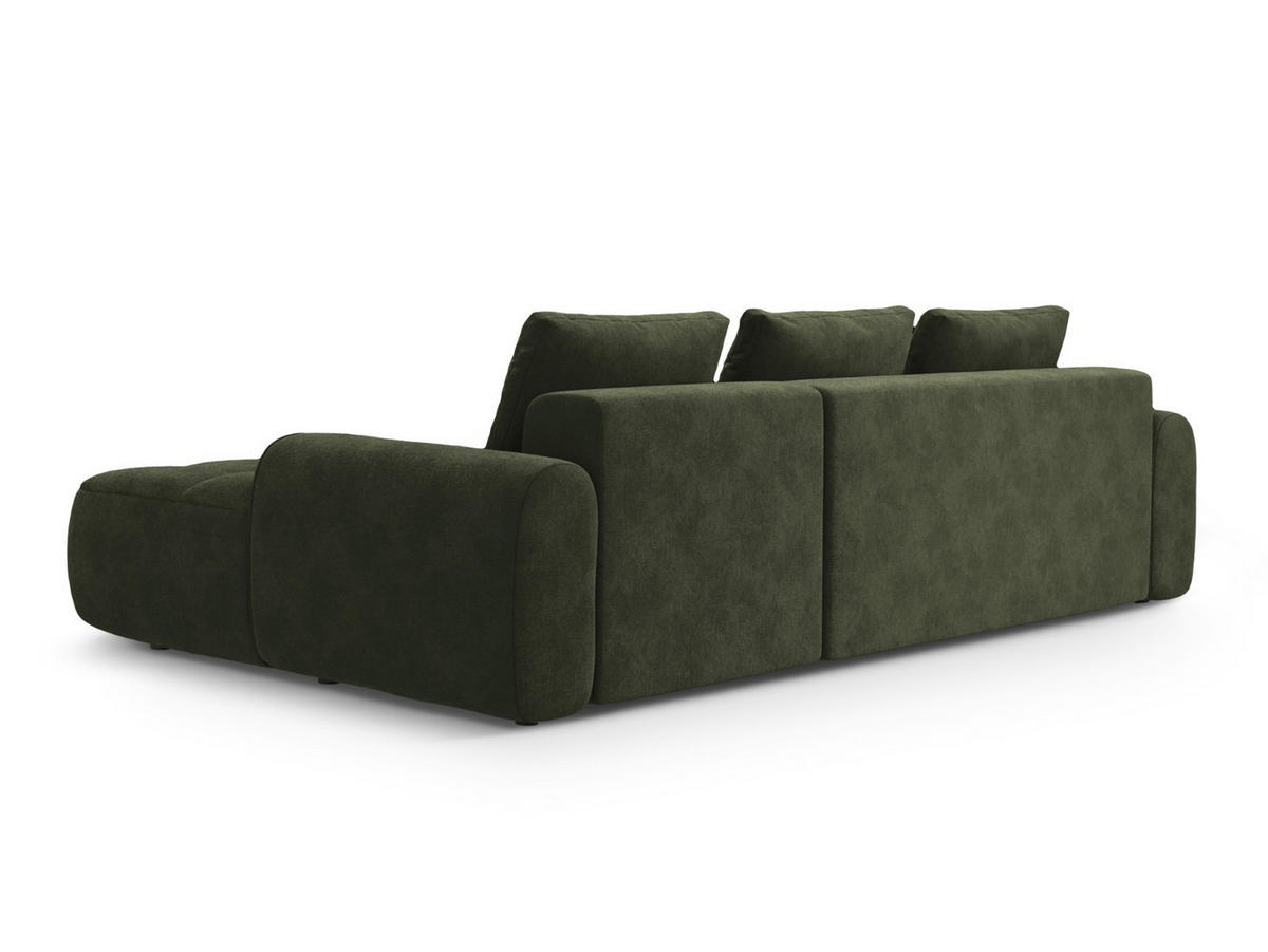 AUSKLAPPBARES-ECKSOFA rechts mit Container Linz aus Samt grün 3 Sitzplätze - Grün, Textil (142/275cm) - Cosmopolitan Design