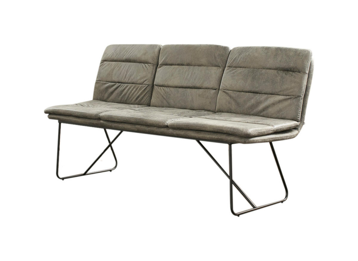 ESSZIMMERBANK VINCE Grau Microfaser - Schwarz/Grau, Textil (178/90/68cm) - KAWOLA
