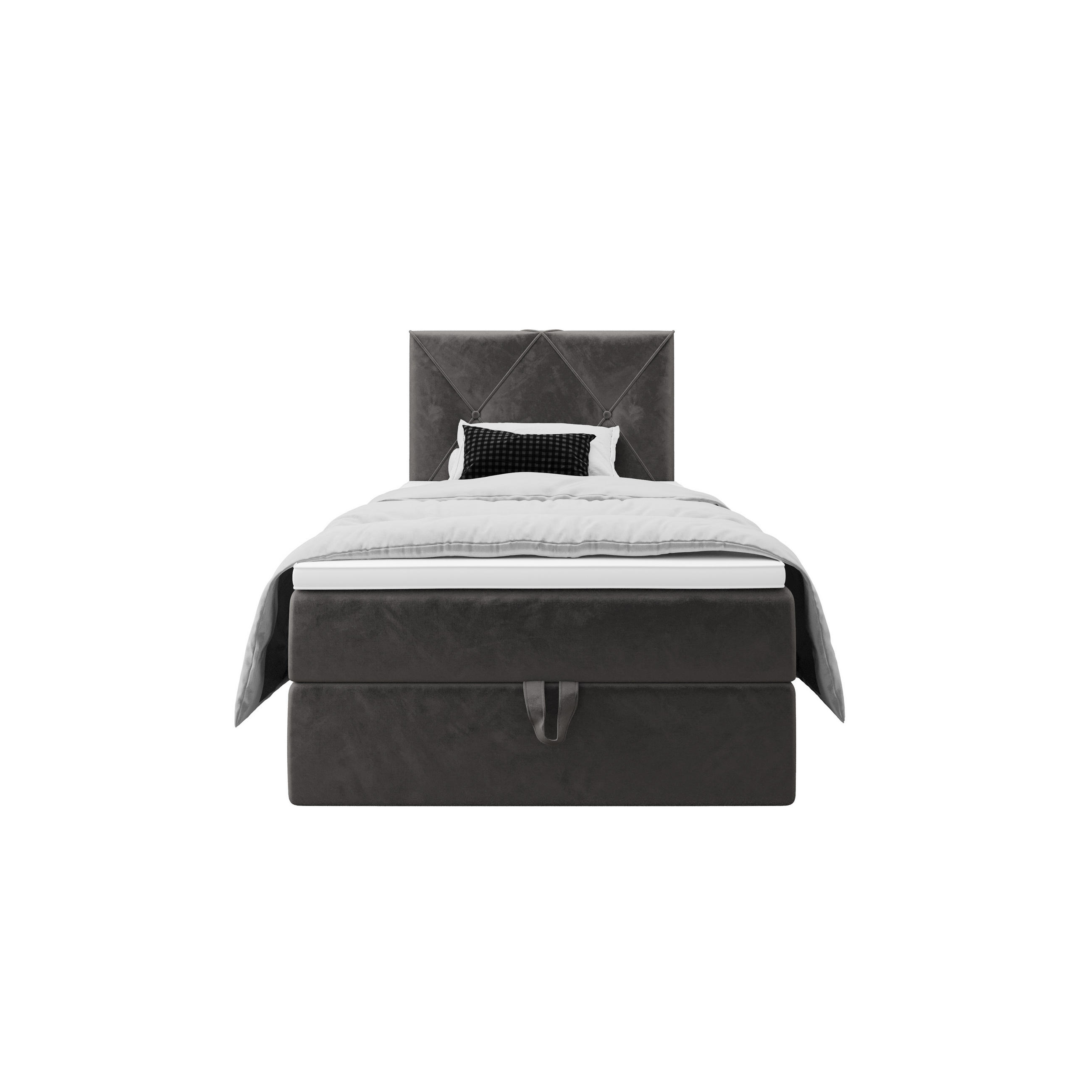 BOXBETT ALTEA 100x200 Monolith 92, mit Matratze H3, Bonell und Topper, Grau - Grau, Holz/Kunststoff (100/200cm) - Bedante