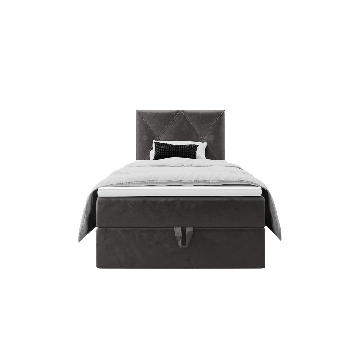BOXBETT ALTEA 90x200 Monolith 92, mit Matratze H3, Bonell und Topper, Grau - Grau, Holz/Kunststoff (90/200cm) - Bedante