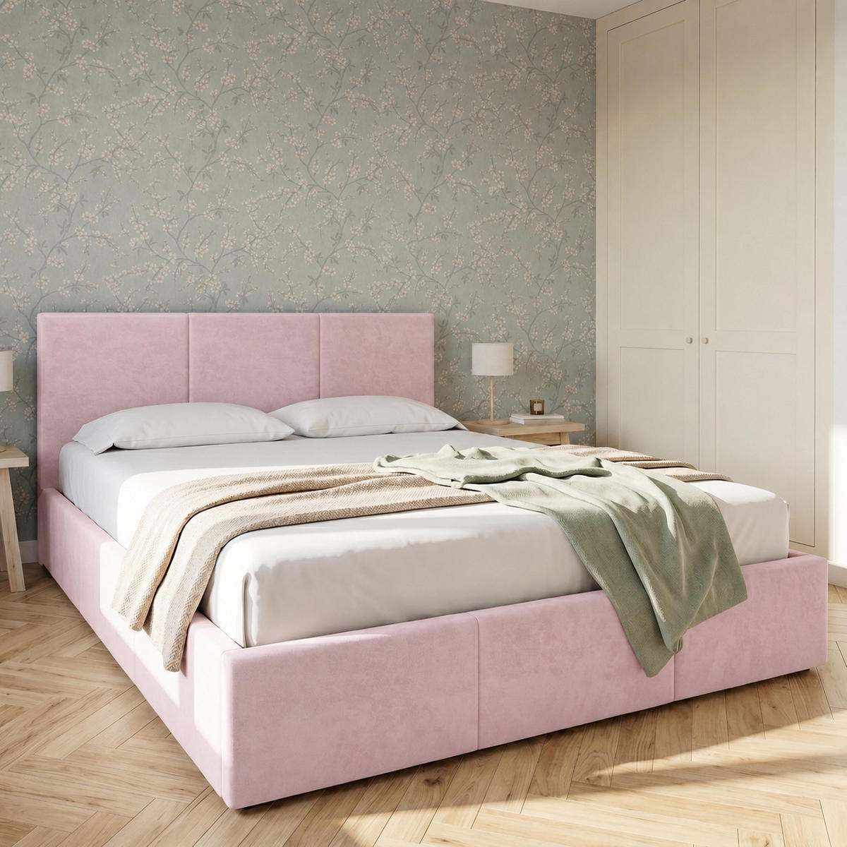 POLSTERBETT mit Stauraum 140x200 cm in Rosa - Pink, Holzwerkstoff (140/200cm) - Home Collective