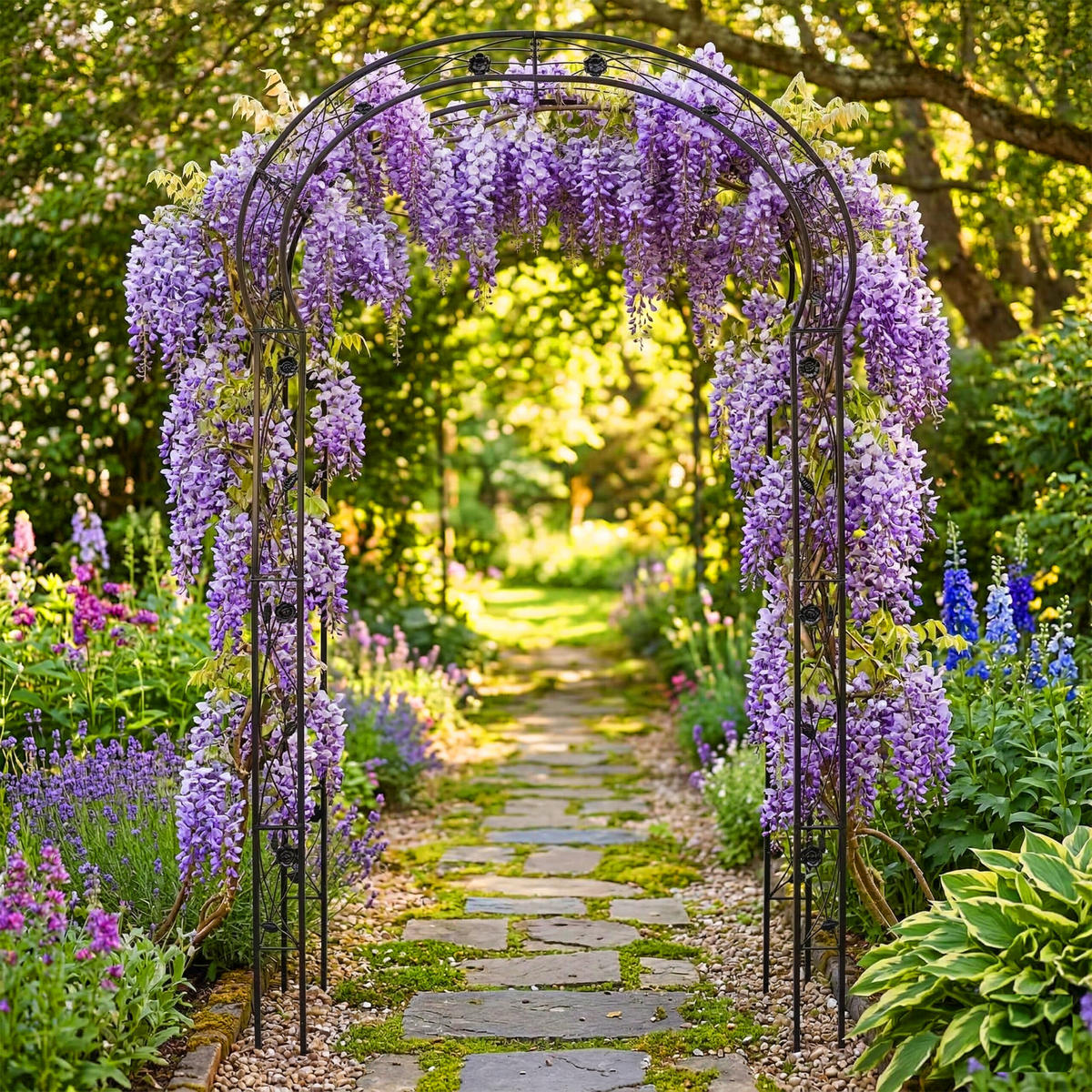 OBLÚK ruží - čierna, kov (150/250/39cm) - Relaxdays