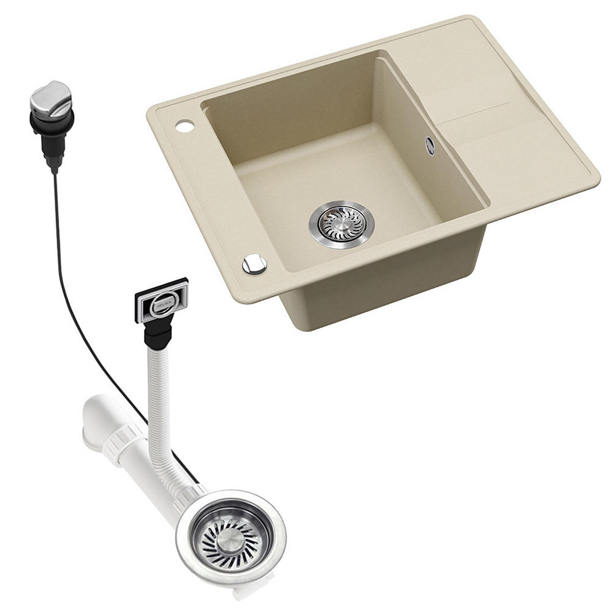 SPÜLBECKEN Osaka Beige 67 x 50 cm - Beige, Keramik (67/20/50cm) - Bergstroem