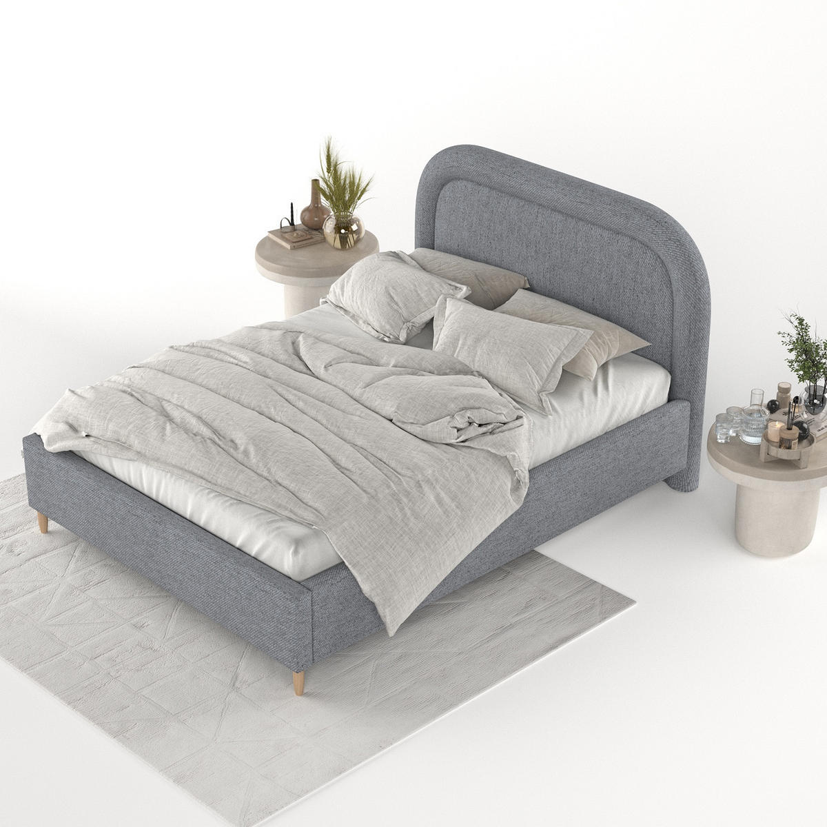 POLSTERBETT Zoya 120/200 cm Grau im Neve Stoff - Naturfarben/Grau, Holz/Holzwerkstoff (120/200cm) - AltaBeds