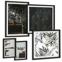 BILDER SET 5er Set - 50x50 cm & 20x30 cm & 40x60 cm Schwarzer Rahmen - Rustikale Topfpflanzen - Schwarz, Kunststoff (40/60cm) - TULUP