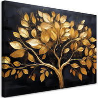 WANDBILD goldener blätterbaum - Goldfarben, Textil (60/40cm) - Feeby