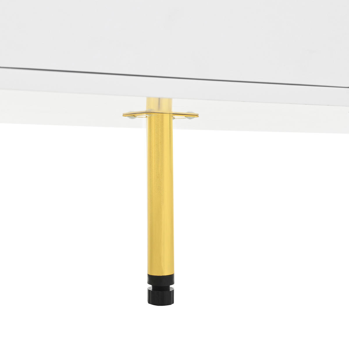 SIDEBOARD Weiß, mit 2 Türen mit Glaseinsatz, 2 Schubladen und goldfarbenen Füßen, 140/38/90 cm - Weiß, Glas/Holzwerkstoff (140/90/38cm) - WISHDOR