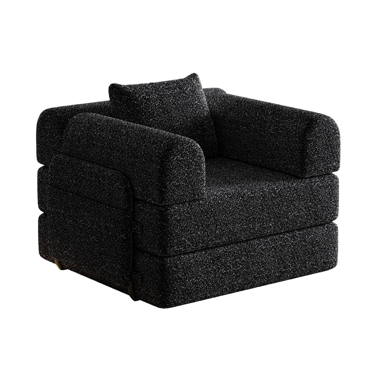 SCHLAFSOFA 2-in-1, Chenille mit Armlehnen-Stauraum & Stahlrahmen, 94/181,6/49,5 cm, Schwarz - Schwarz, Textil (94/49.5/181.6cm) - Redom