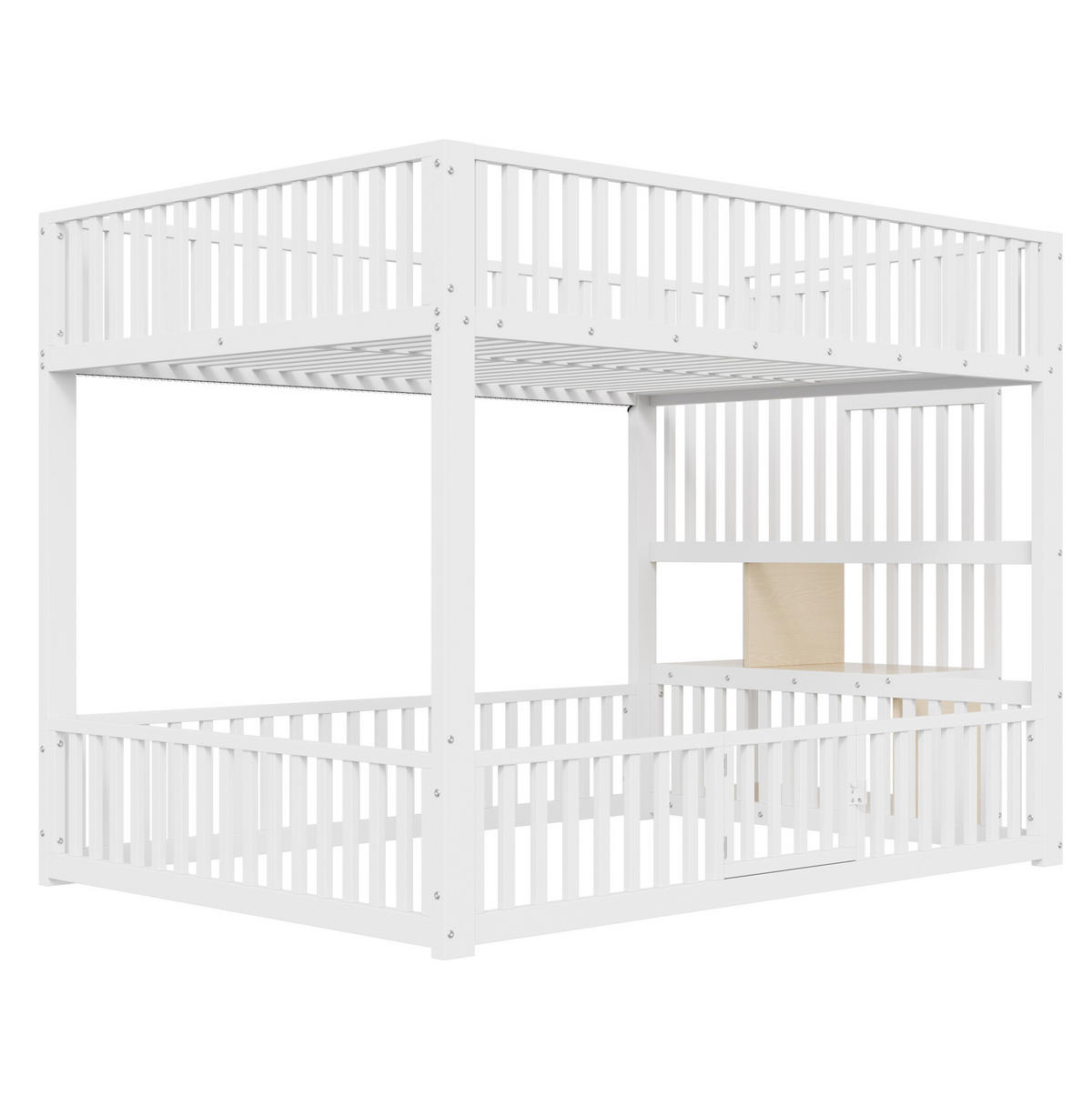 ETAGENBETT 140/200 cm mit LED-Beleuchtung, Stauraumleiter und Schutzgitter, Weiß - Weiß, Holzwerkstoff (140/200cm) - Redom