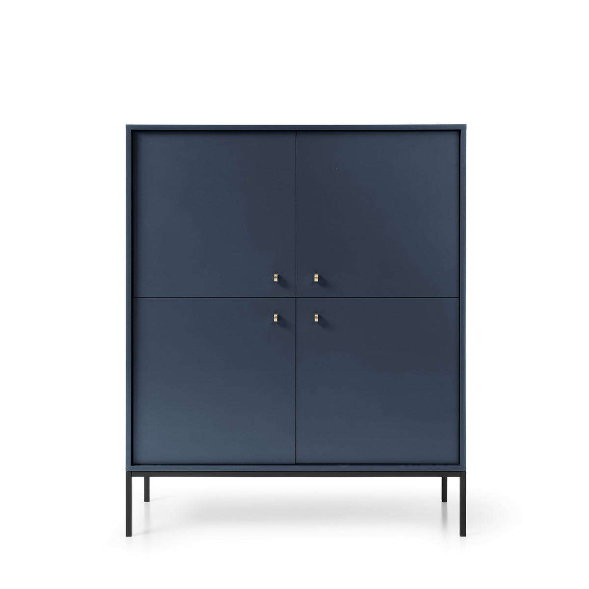 HIGHBOARD MONDO 104/125/39 cm mit 4 Türen Blau - Blau, Holzwerkstoff (104/125/39cm) - MASSENO