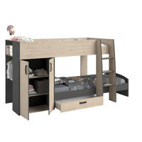 ETAGENBETT Stim 2 von Parisot Jugendbett Funktionsbett in Eiche Jackson und Grau, 2 Liegeflächen mit 90 x 200 cm komplett Set - Braun, Holzwerkstoff (90/200cm) - Calicosy
