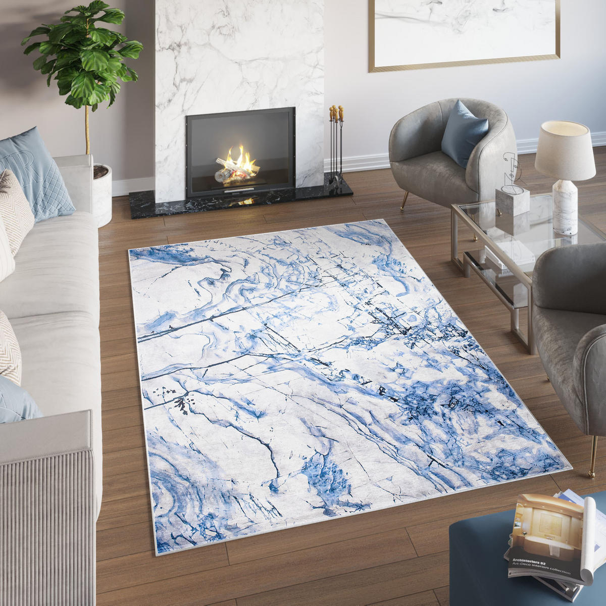 TEPPICH TOSCANA Hellblau 80/150 cm - Hellblau, Textil (80/150cm) - Tapiso