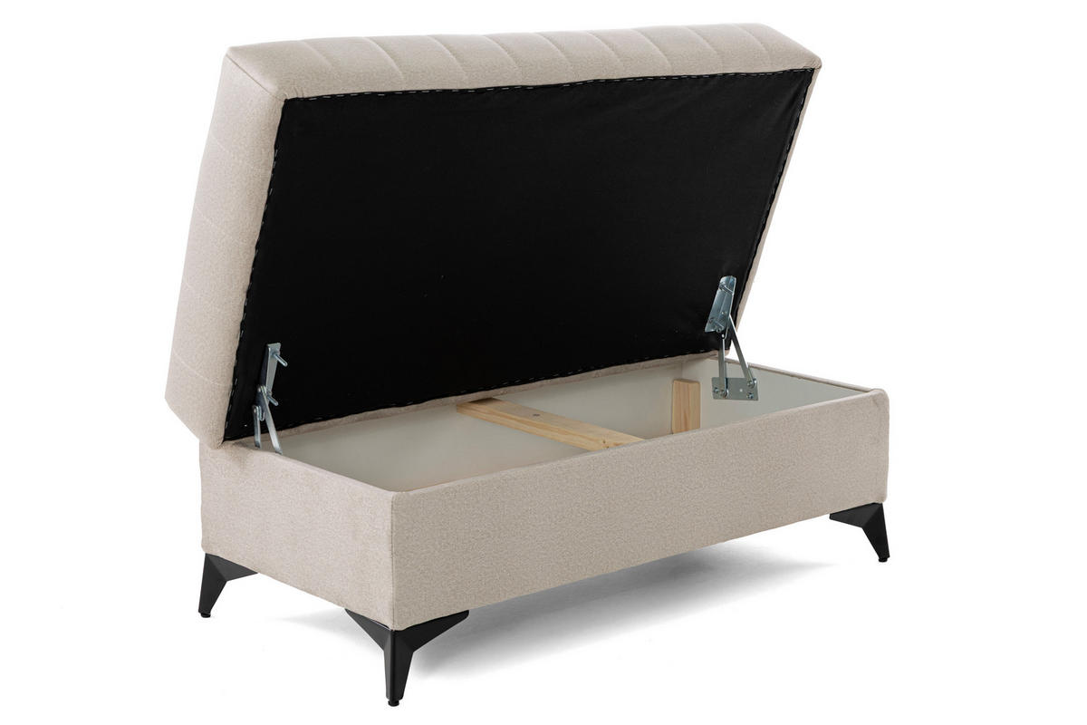 POUF PIERO 107 x 60 cm Velours Creme - Creme/Schwarz, Holz/Textil (107/43/60cm) - Muffo
