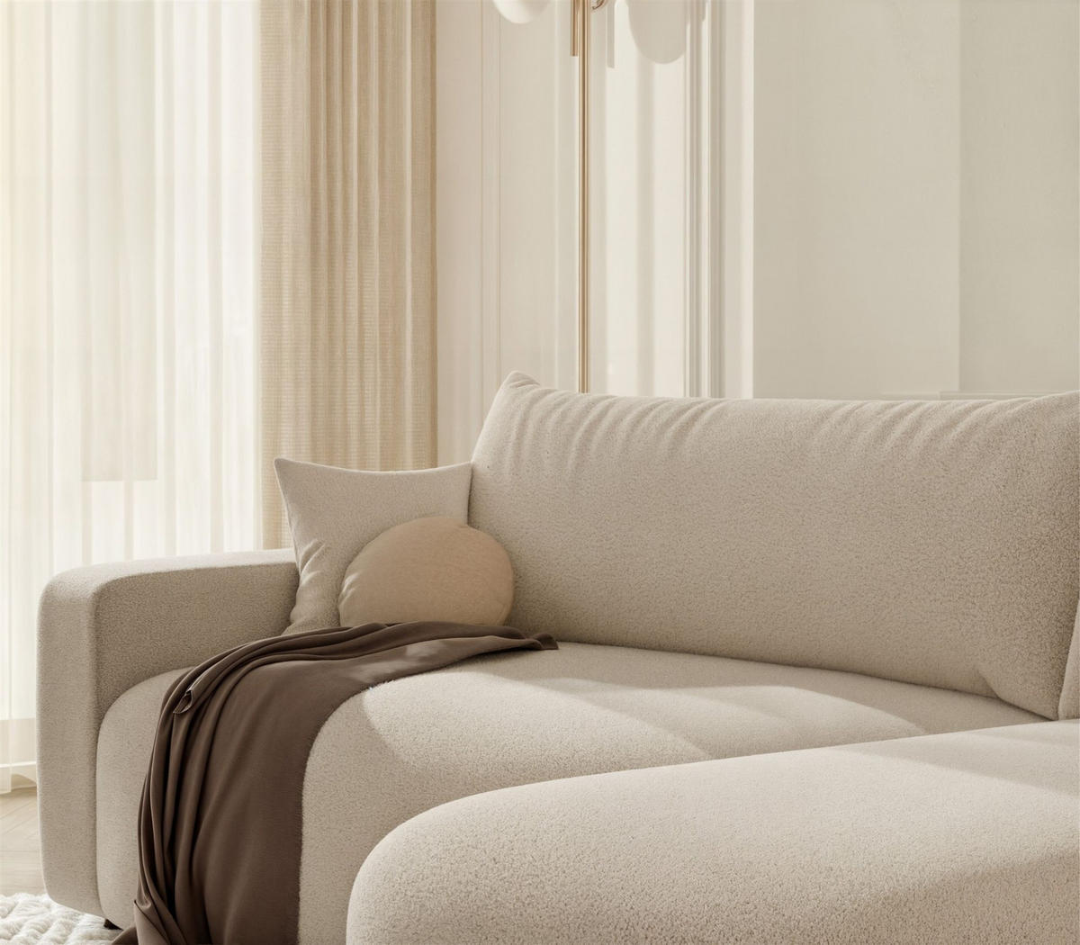ECKSOFA Luna Mit Schlaffunktion - Beige, Holzwerkstoff/Textil (145/248cm) - Fun Möbel