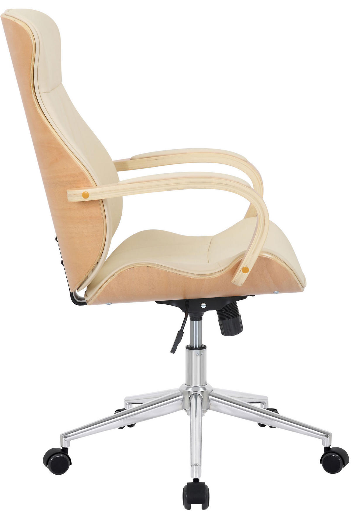 BÜROSTUHL Mellow, Kunstleder Natura/Creme - Creme, Textil/Metall (64/132/65cm) - TPFLiving