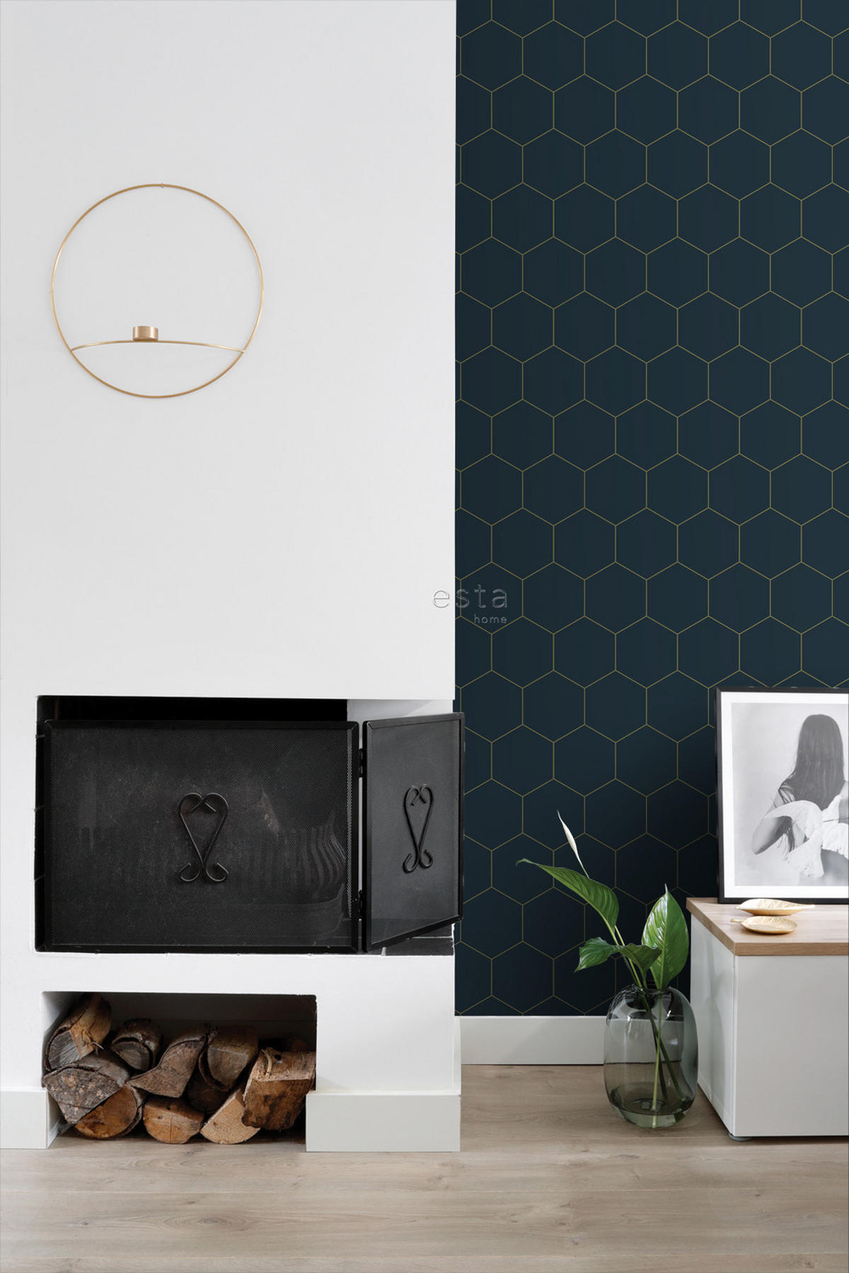 TAPETE Wabenmuster 53 cm x 10.05 m - Goldfarben, Papier (53/1000cm) - ESTAhome